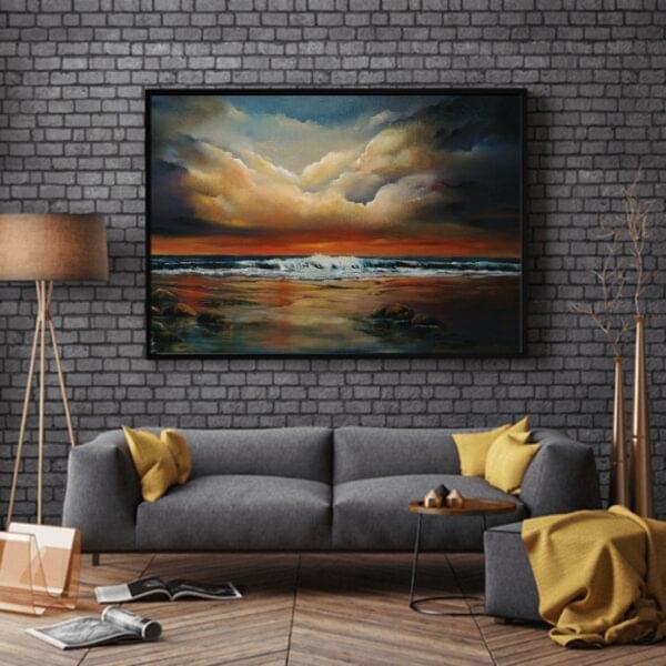Eternal Light irish seascape oil painting in room setting