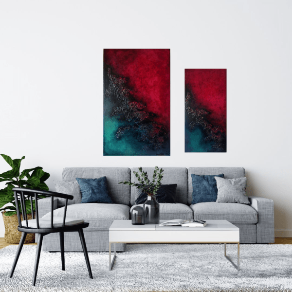 Chimera diptych abstract oil paintings with texture
