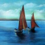 Galway Hooker Boats 16x12 inches Oil on Block Canvas