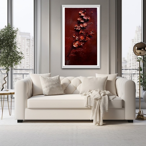 eternal flame 40×80 undying love series - rich bown tones wotj copper highlights 40x80 abstract floral art donna mcgee