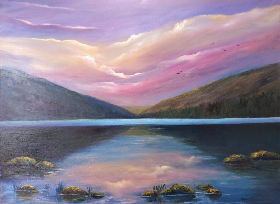 upper lake glendalough co. wicklow oil painting