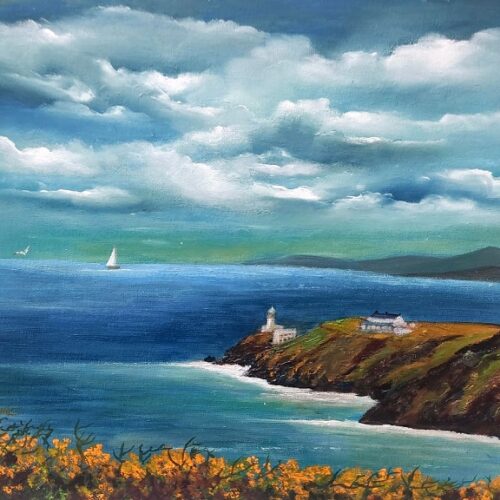 baily lighthouse howth dublin oil painting