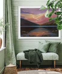 Glendalough 30x40 inchs in room setting oil painting