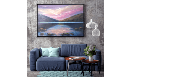 Glendalough 30x40 inchs in room setting oil painting
