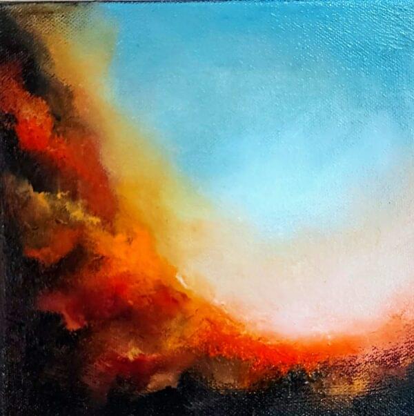 harvest time 8x8 inch abstract oil painting