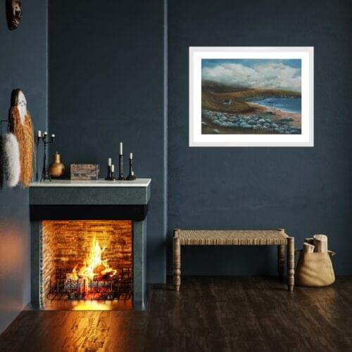 keem bay original oil painting in a room setting of an Irish landscape in Achill Island