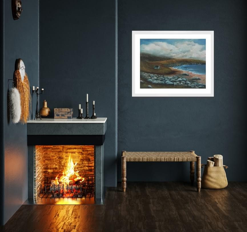 keem bay original oil painting in a room setting of an Irish landscape in Achill Island