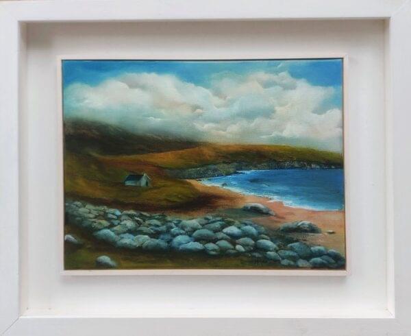 keem bay achill island oil painting in frame - irish landscape
