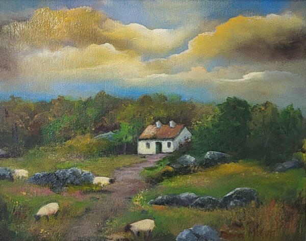 Padraig pearse cottage in the west of ireland oil painting donna mcgee