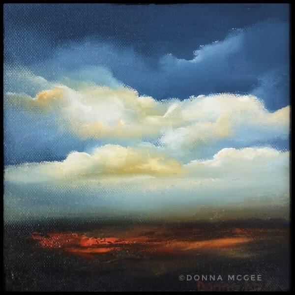 Tangerine Fields 8x8 inch abstract landscape oil painting