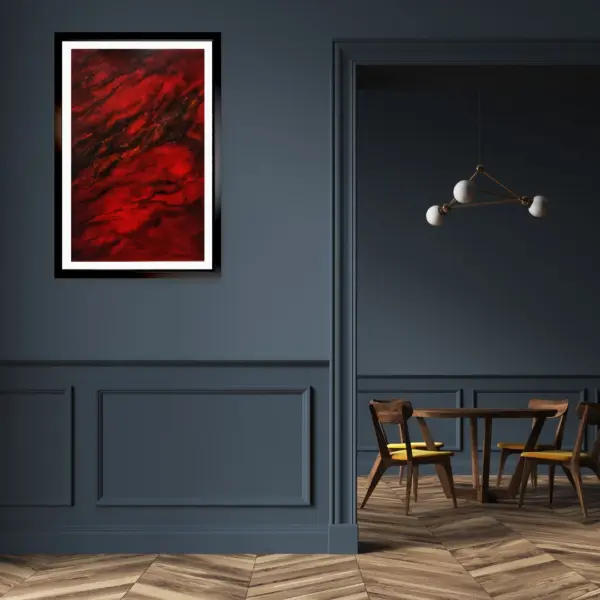 collision abstract oil painting in room setting - irish art