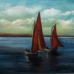 two Galway Hooker Boats in connemara - irish seascape art