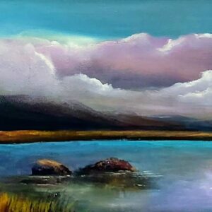 twelve bens galway 24 x 8 inches oil on canvas - irish landscape art