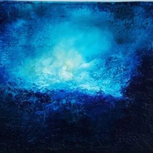blue chasm abstract oil painting