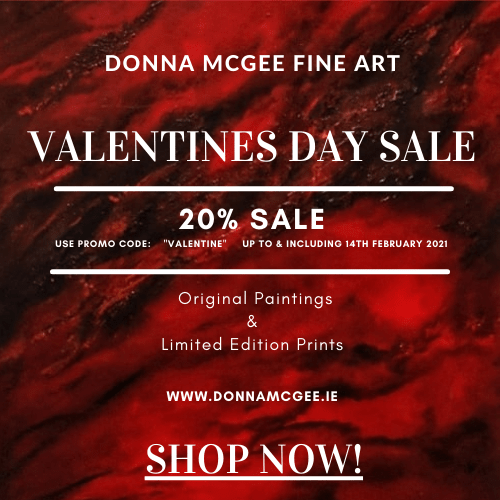 Valentine's Day Promotion of 20 percent off all paintings and limited edition prints on Donna McGee Fine Art