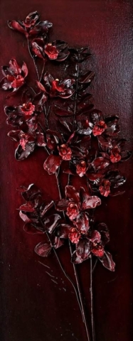 Exquisite Floral Art with Silk Leaves and Gold Leaf Accents 3D art from the Undying love series by Donna McGee