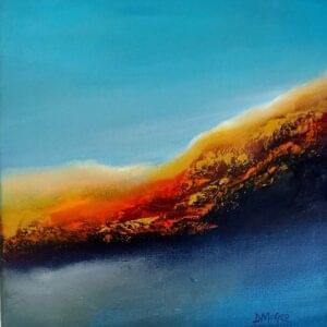 mountain rush 8x8 inch abstract oil painting
