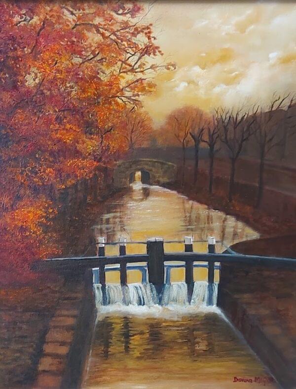 Grand Canal Dublin 16 x 20 inches Oil on Canvas in gold frame