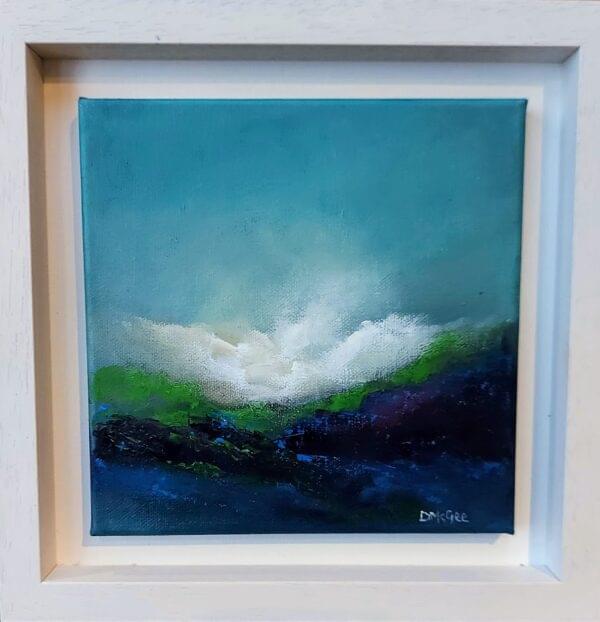 beyond the glade 8x8 inch abstract oil on canvas in frame