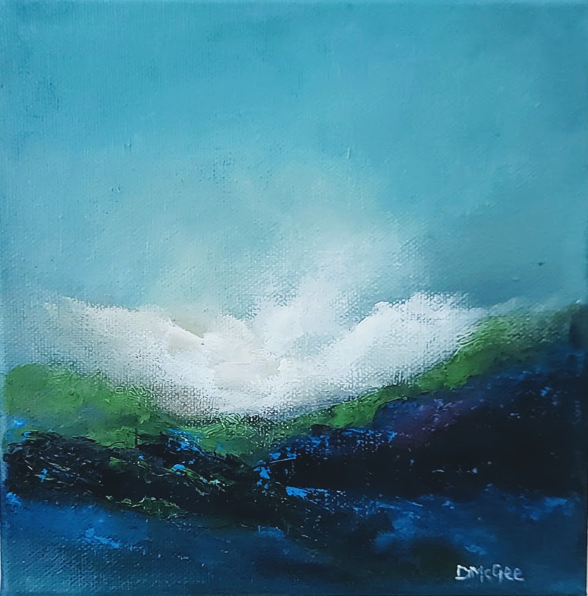 beyond the glade 8x8 abstract oil painting