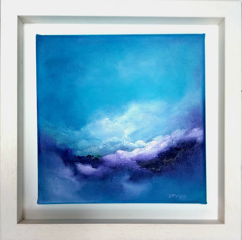 blue labrying abstract framed oil painting