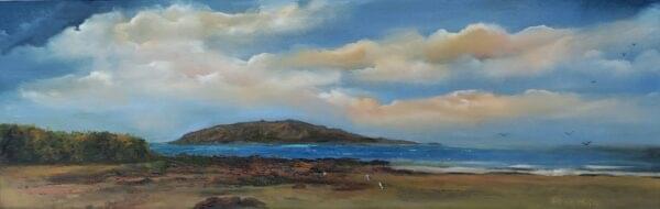 rush to lambay island oil painting
