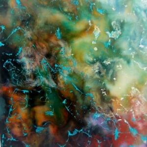 aqua rebound encaustic abstract artwork