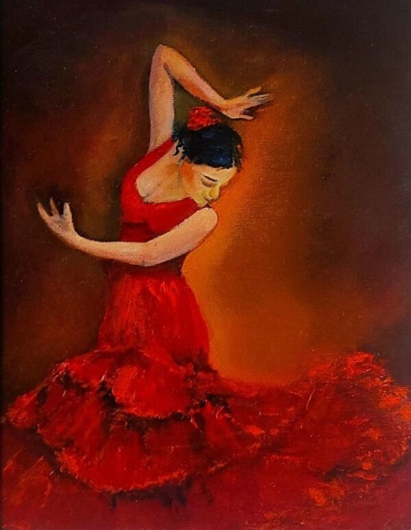 Gift art for Christmas dancing queen 10x8 oil on canvas - flamenco dancer