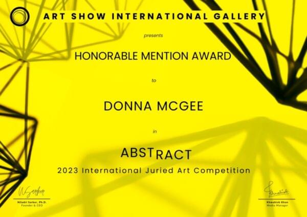 Honourable Mention Award - Art Show International Gallery - Universal Call Abstract oil painting 30x40 inches - a celebration of our vast, unexplored universe