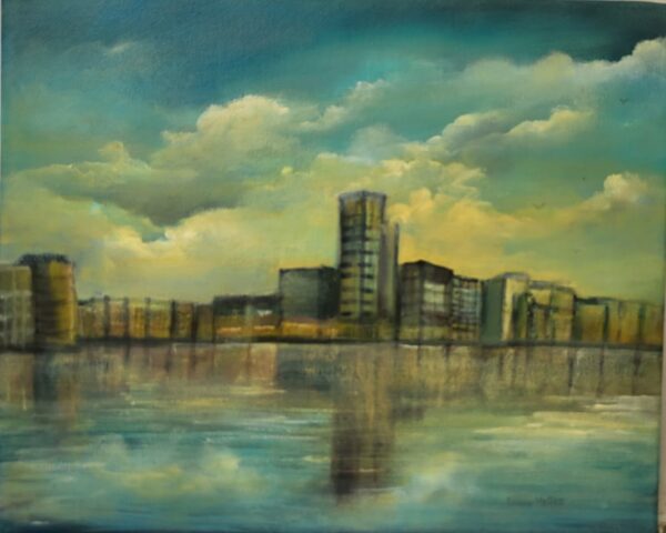 capital dock dublin oil painting by donna mcgee