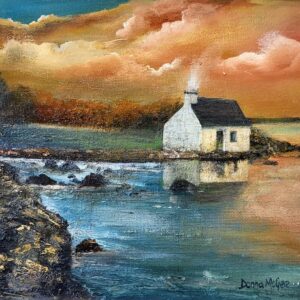 screebe fishing hut connemara oil painting by donna mcgee