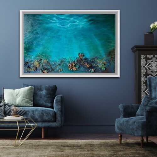 cerulean depths collage oil painting ocean art by donna mcgee