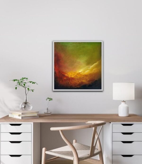 Eruption abstract painting: Where Chaos Meets Beauty emphasising raw energy and contrasting elements