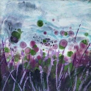 purple haze flowers encaustics