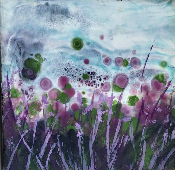 purple haze flowers encaustics