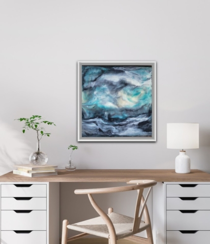 serene ocean waves encaustic painting 5 1