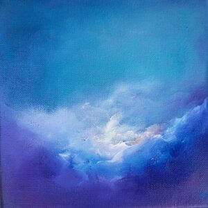 twilight harmony abstract oil painting of blue and purple - 8x8 inches oil on canvas donna mcgee