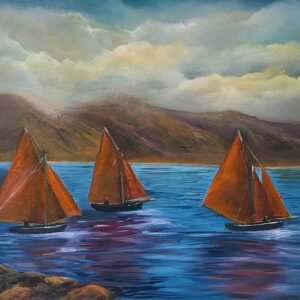 Galway Hookers trio near Roundstone Connemara oil painting donna mcgee