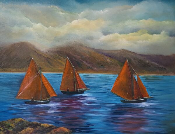 Galway Hookers trio near Roundstone Connemara oil painting donna mcgee